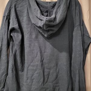 LOFT Charcoal Gray V‑Neck Long Sleeve Shirt